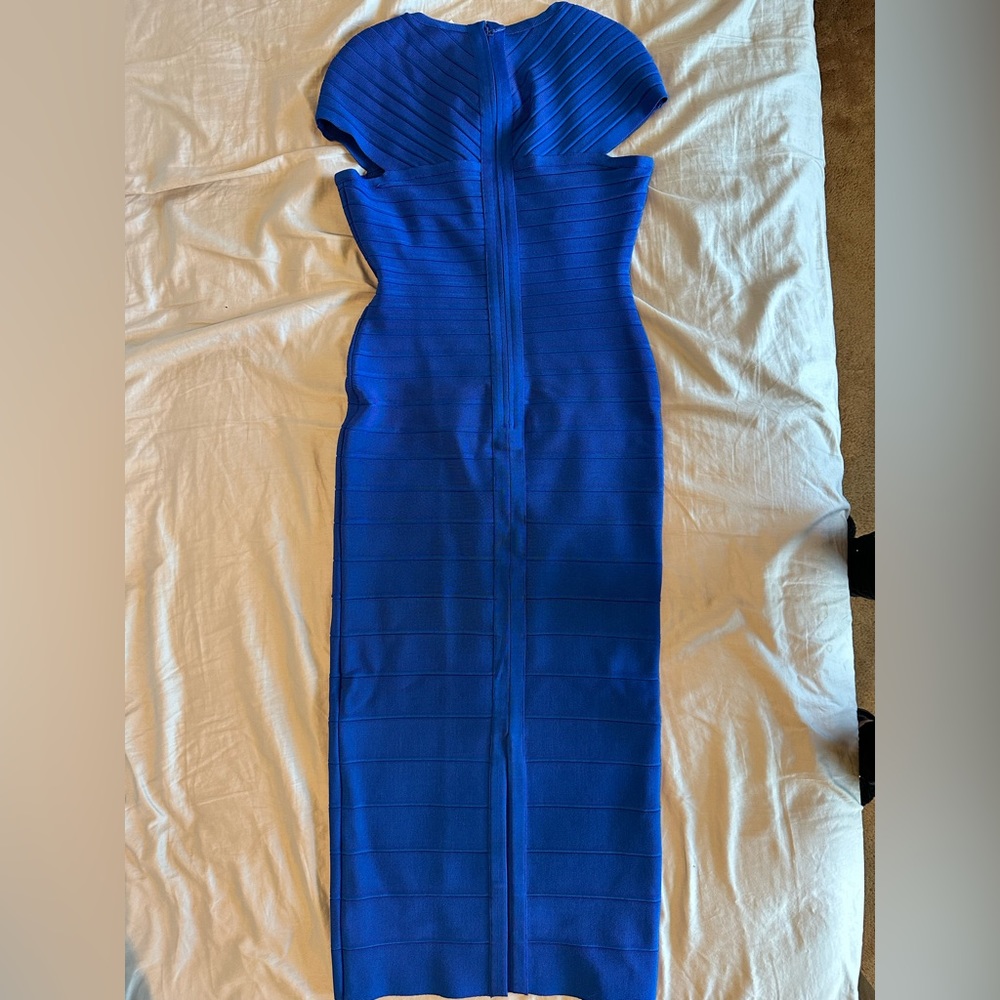 Beautiful blue Herve Leger Paris dress.
